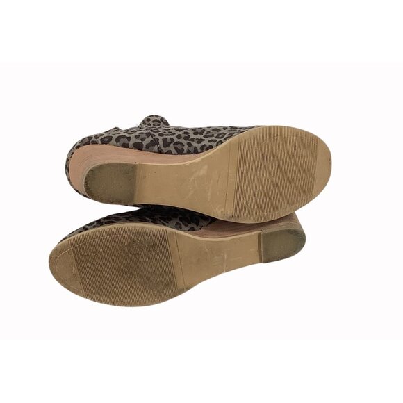 Very G Leopard Print Wedge Ankle Boots Womens 8.5 Suede & Faux Leather - Picture 6 of 8